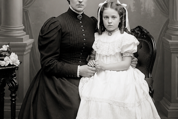 This 1897 Studio Portrait of a Mother and Daughter Looks Serene — Until You See Their Eyes