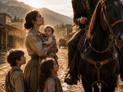 SHE WAS WALKING HER STARVING CHILDREN INTO TOWN TO GIVE THEM AWAY — THEN A STRANGER ON HORSEBACK STOPPED AND CHANGED EVERYTHING